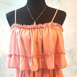 WOMEN'S ELEGANT RUFFLED SPAGHETTI STRAP/COLD SHOULDER DRESS